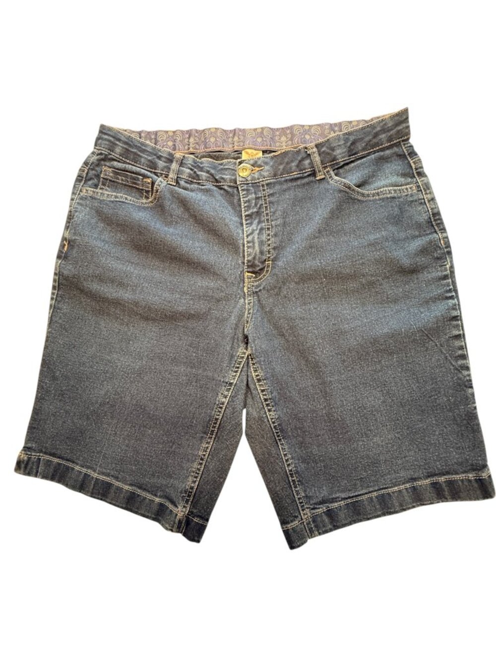 Faded Glory Dark Wash Denim Jean Shorts Womens Size 16 Jorts Denim Classic